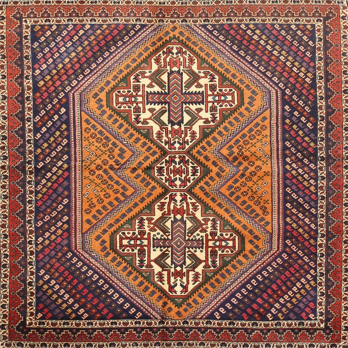 Square Traditional Orange Brown Persian Rug, tr721