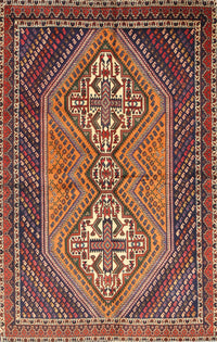 Machine Washable Traditional Orange Brown Rug, wshtr721