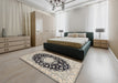 Traditional Black Medallion Rug in a Bedroom, tr723