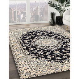 Machine Washable Traditional Black Rug in a Family Room, wshtr723
