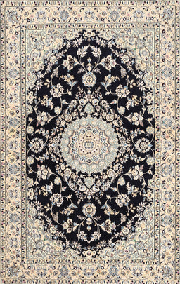 Machine Washable Traditional Black Rug, wshtr723