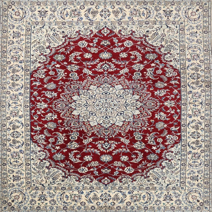Square Traditional Chestnut Brown Medallion Rug, tr725