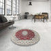 Round Traditional Chestnut Brown Medallion Rug in a Office, tr725