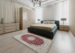 Traditional Chestnut Brown Medallion Rug in a Bedroom, tr725