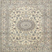 Round Machine Washable Traditional Vanilla Gold Rug, wshtr726