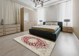 Traditional Rust Pink Medallion Rug in a Bedroom, tr729