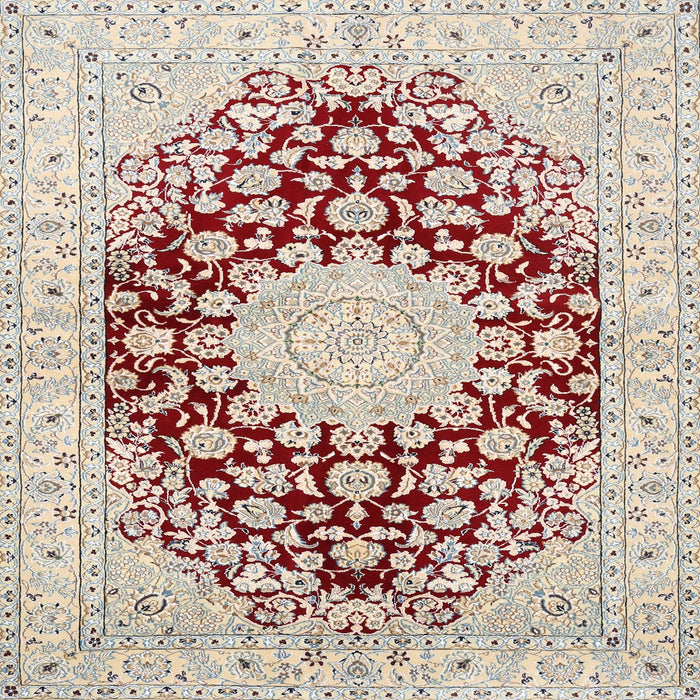 Square Traditional Rust Pink Medallion Rug, tr729