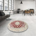 Round Machine Washable Traditional Rust Pink Rug in a Office, wshtr729