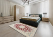 Machine Washable Traditional Rust Pink Rug in a Bedroom, wshtr729