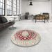 Round Traditional Rust Pink Medallion Rug in a Office, tr729