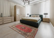 Traditional Saffron Red Medallion Rug in a Bedroom, tr72