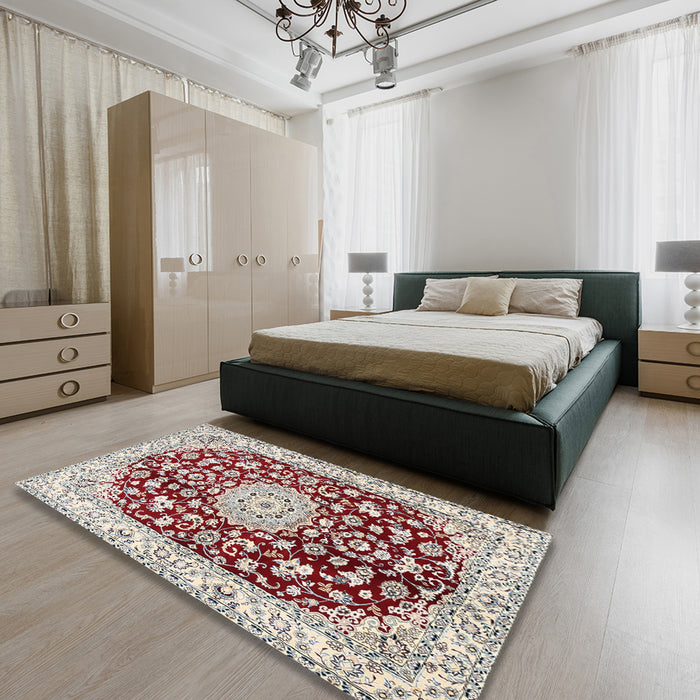 Machine Washable Traditional Chestnut Brown Rug in a Bedroom, wshtr731