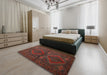 Machine Washable Traditional Saffron Red Rug in a Bedroom, wshtr732