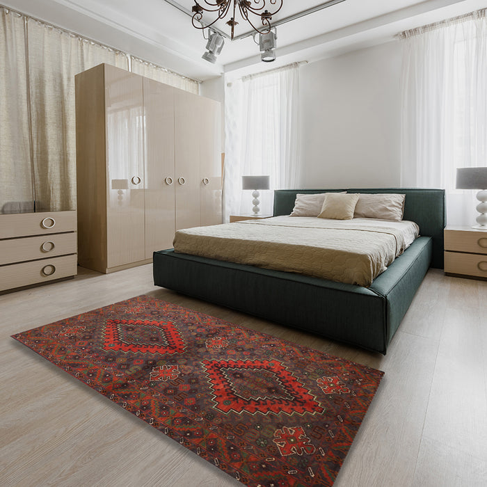 Traditional Saffron Red Persian Rug in a Bedroom, tr732