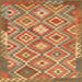 Square Traditional Mahogany Brown Southwestern Rug, tr733