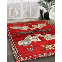 Traditional Orange Salmon Pink Animal Rug, tr734