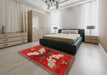 Machine Washable Traditional Orange Salmon Pink Rug in a Bedroom, wshtr734