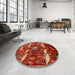 Round Machine Washable Traditional Red Rug in a Office, wshtr735