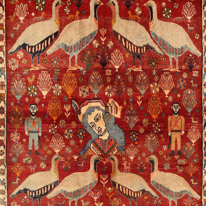 Machine Washable Traditional Red Rug, wshtr735