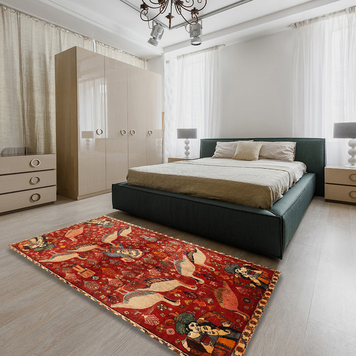 Machine Washable Traditional Red Rug in a Bedroom, wshtr735
