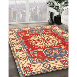Traditional Red Geometric Rug in Family Room, tr737