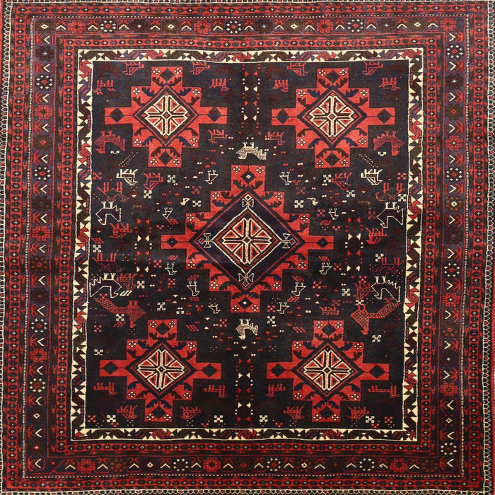 Square Traditional Reddish Brown Persian Rug, tr738