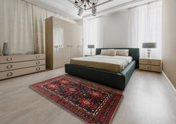 Traditional Reddish Brown Persian Rug in a Bedroom, tr738
