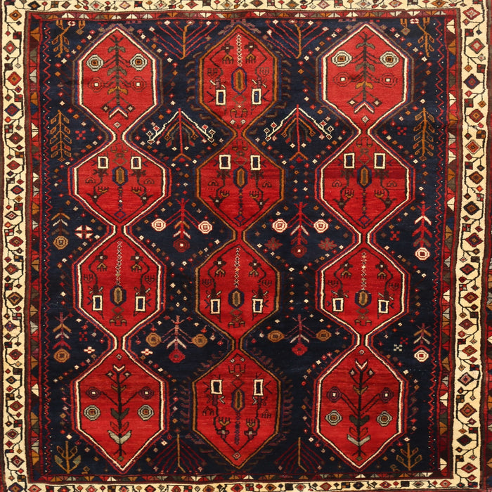 Square Traditional Reddish Brown Persian Rug, tr739