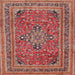 Square Traditional Light Copper Gold Medallion Rug, tr73