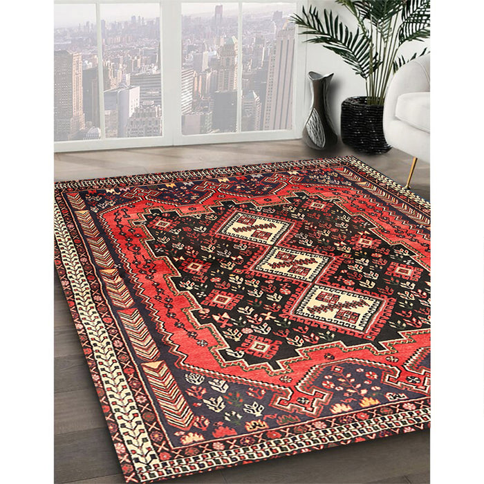 Machine Washable Traditional Saffron Red Rug in a Family Room, wshtr741