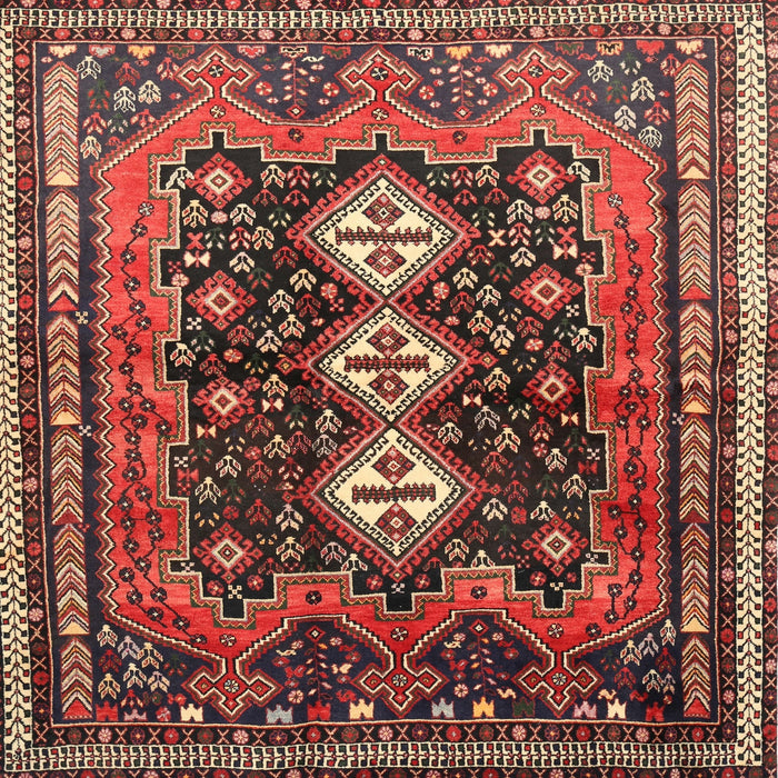 Square Traditional Saffron Red Persian Rug, tr741