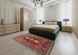 Traditional Saffron Red Persian Rug in a Bedroom, tr741