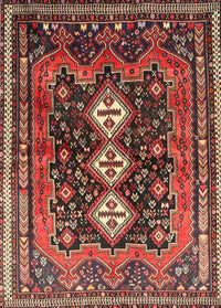 Machine Washable Traditional Saffron Red Rug, wshtr741