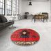 Round Machine Washable Traditional Brown Rug in a Office, wshtr742