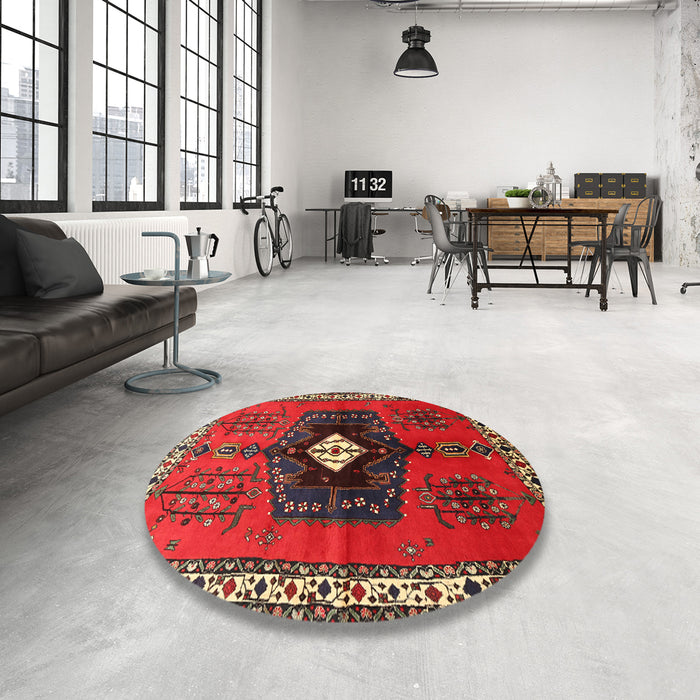 Round Traditional Brown Persian Rug in a Office, tr742