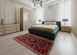 Traditional Reddish Brown Persian Rug in a Bedroom, tr743