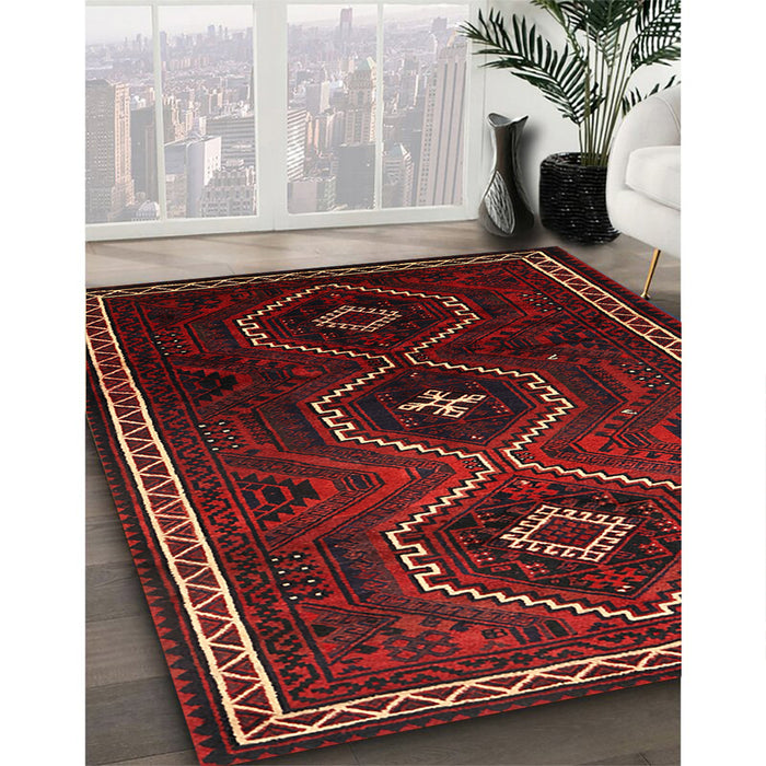 Traditional Dark Brown Persian Rug in Family Room, tr745