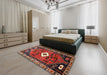Machine Washable Traditional Dark Almond Brown Rug in a Bedroom, wshtr746