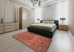 Traditional Brown Persian Rug in a Bedroom, tr74