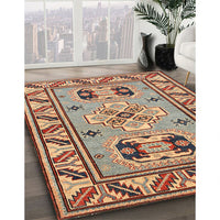 Traditional Brown Red Geometric Rug, tr752