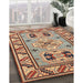 Traditional Brown Red Geometric Rug in Family Room, tr752