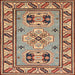 Square Traditional Brown Red Geometric Rug, tr752