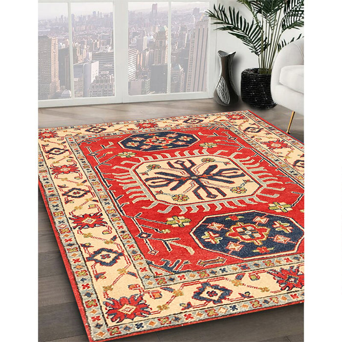 Traditional Red Persian Rug in Family Room, tr753