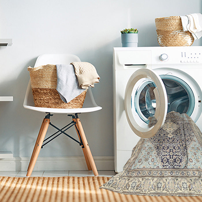 Machine Washable Traditional Light Gold Rug in a Washing Machine, wshtr754