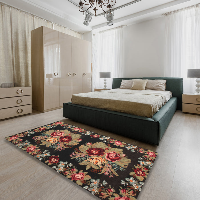 Machine Washable Traditional Night Red Rug in a Bedroom, wshtr755