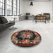 Round Machine Washable Traditional Bakers Brown Rug in a Office, wshtr757