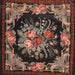 Square Traditional Bakers Brown Medallion Rug, tr757