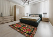 Traditional Deep Red Medallion Rug in a Bedroom, tr759