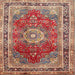 Round Machine Washable Traditional Fire Brick Red Rug, wshtr75