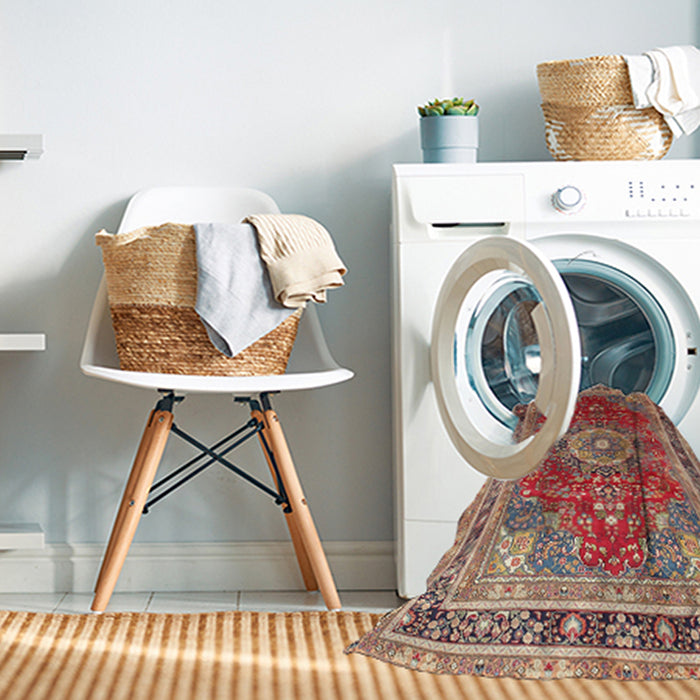 Machine Washable Traditional Fire Brick Red Rug in a Washing Machine, wshtr75